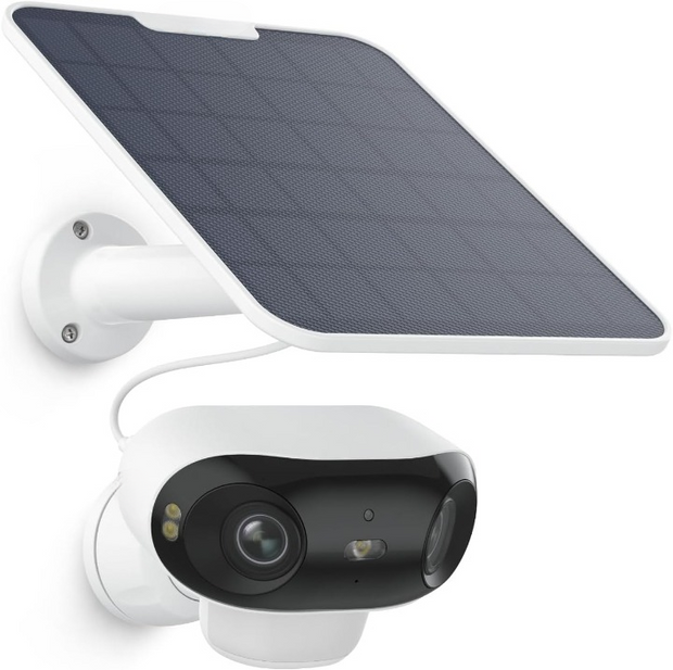 Beveiligingscamera - Zonnebeveiligingscamera - Camerabewaking - Draadloos - ColorX Nachtzicht - 180° Blindspotvrij Zicht - Wi-Fi 6 - Persoon - Voertuig - Dier-Detectie - Zonnepaneel - Wit