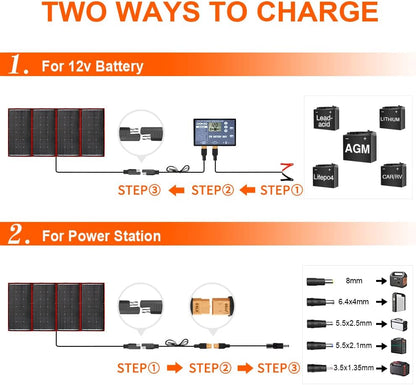 Draagbaar Zonnepaneel – Opvouwbaar Zonnelader – Mobiele Solar Charger – Outdoor Powerbank – Reis Zonne-Energie – 300W Vermogen – Inclusief 20A Laadcontroller Met LCD-Scherm