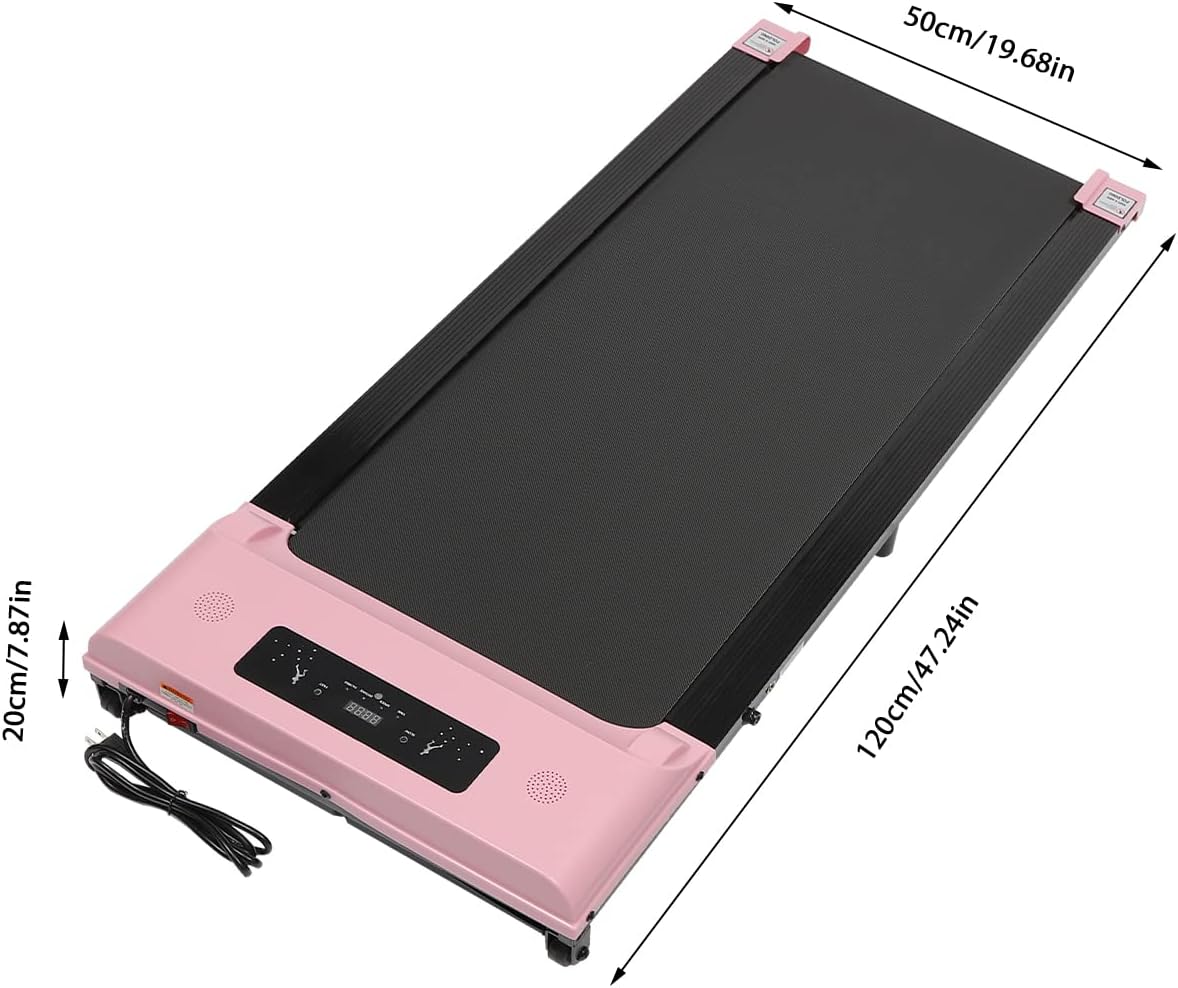 Intelligent Walking Path, Undertable Treadmill with Handle and LED Display, Surface 0.6 m², Foldable, 1-6 km/h Treadmill, Electric Training Device for Home, Office, Pink - QUORE