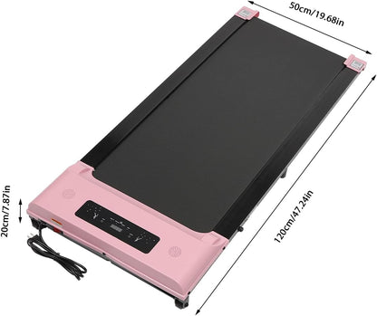 Intelligent Walking Path, Undertable Treadmill with Handle and LED Display, Surface 0.6 m², Foldable, 1-6 km/h Treadmill, Electric Training Device for Home, Office, Pink - QUORE