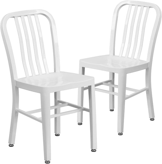 2 Witte metalen stoelen voor binnen en buiten met zakelijke kwaliteit