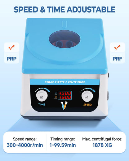 YUCHENGTECH Laboratorium Tafelcentrifuge Lage Snelheid met Digital LCD-scherm 4000 rpm Rotor 6x15ml Timer 0-99 min 1878xg Afmetingen voor Buizen 5/7/10ml