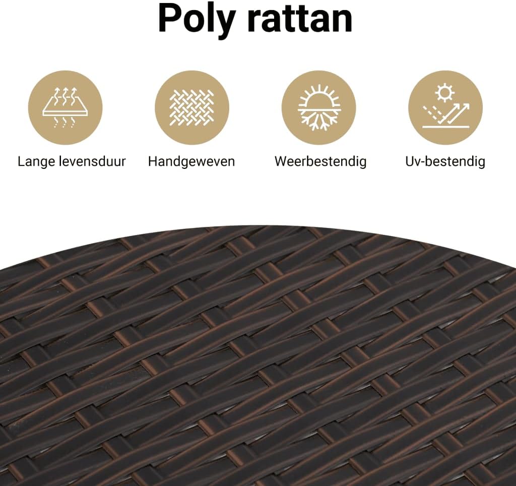 Tuinstoelen – Tuinzetels – Loungestoelen – Campingstoelen – Terrasstoelen – Poly Rattan – Weerbestendig Met Dikke Kussens – Afneembare Wasbare Kussenhoezen – Bruin – Set Van 2