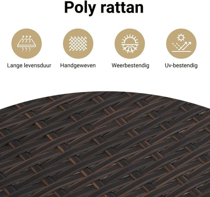 Tuinstoelen – Tuinzetels – Loungestoelen – Campingstoelen – Terrasstoelen – Poly Rattan – Weerbestendig Met Dikke Kussens – Afneembare Wasbare Kussenhoezen – Bruin – Set Van 2