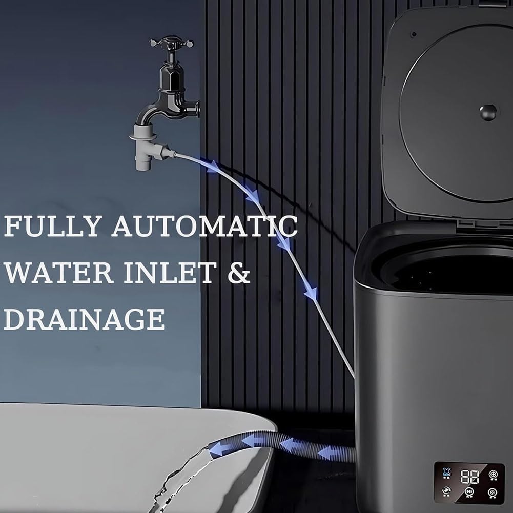10 Litres Fully Automatic Washing Machine, 4-in-1 Mini Washers with Automatic Cleaning, LCD Touch Control and 4 Speed Settings - QUORE