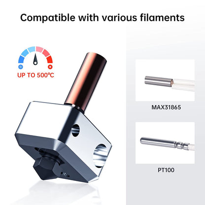 BIQU H2 500 °C Directe Aandrijving Hot-End, Volledig Metalen Heat Break Dual Gear Extruder voor B1 SE Plus DIY 3D-Printerkits