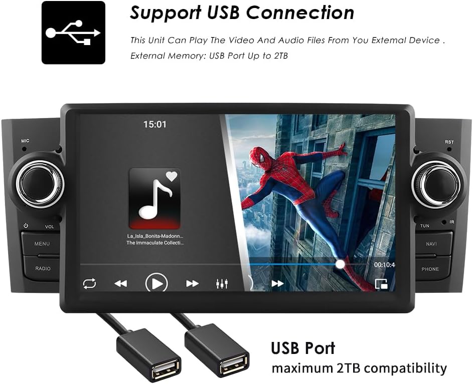 Ossuret Autoradio voor Fiat Grande Punto Linea (2007-2012), 7 Inch Android 13 Touchscreen 2+32GB GPS Navigatie met Carplay Android Auto WiFi Bluetooth USB Stuurwielbediening