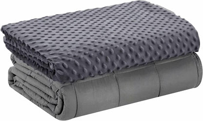 Gewogen deken met vervangbare hoes, glaskralen vullen gewogen deken voor volwassenen, angst zware deken (punt-grijs, 150* 200cm, 6,8 kg)