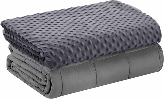 Gewogen deken met vervangbare hoes, glaskralen vullen gewogen deken voor volwassenen, angst zware deken (punt-grijs, 150* 200cm, 6,8 kg)