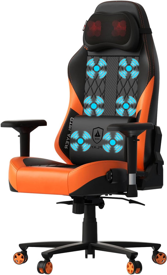 GTPLAYER Gaming Chair with Massage Gaming Chair with Pocket Spring Cushion and Footrest, Ergonomic Gaming Chair Office Chair with 4D Armrests, Computer Chair with Widened Backrest, Load Capacity up to - QUORE