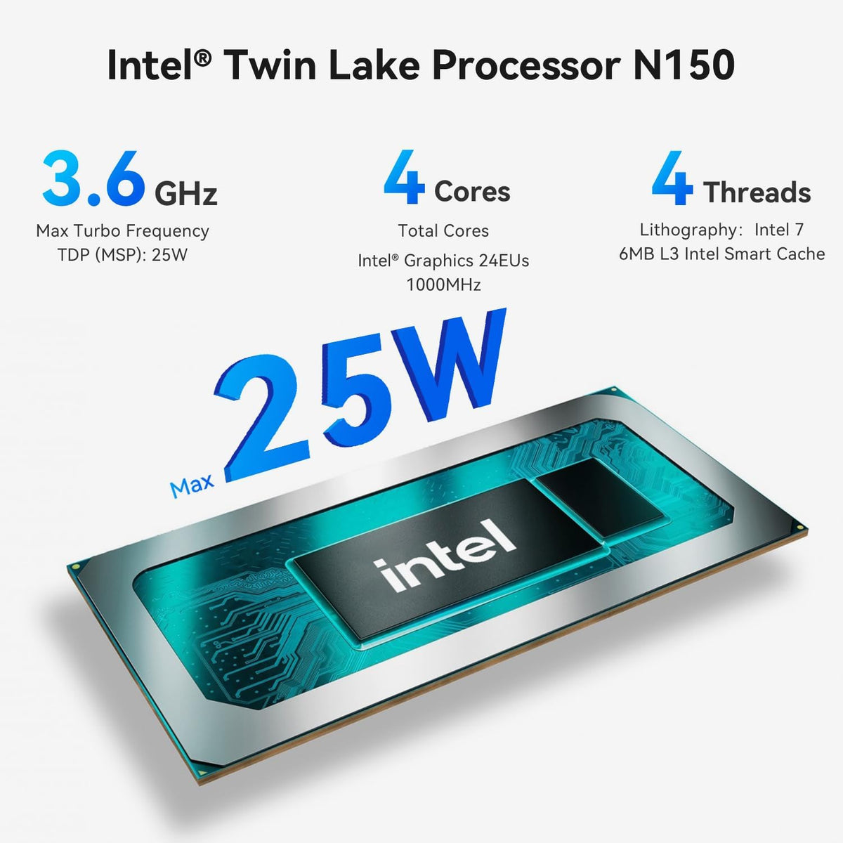 Mini PC – Mini Computer – Desktop PC – Compacte PC – Kleine PC – Intel N150 13e Generatie – 16 GB RAM & 500 GB SSD – 4K Dual HDMI & Dual 2.5G LAN