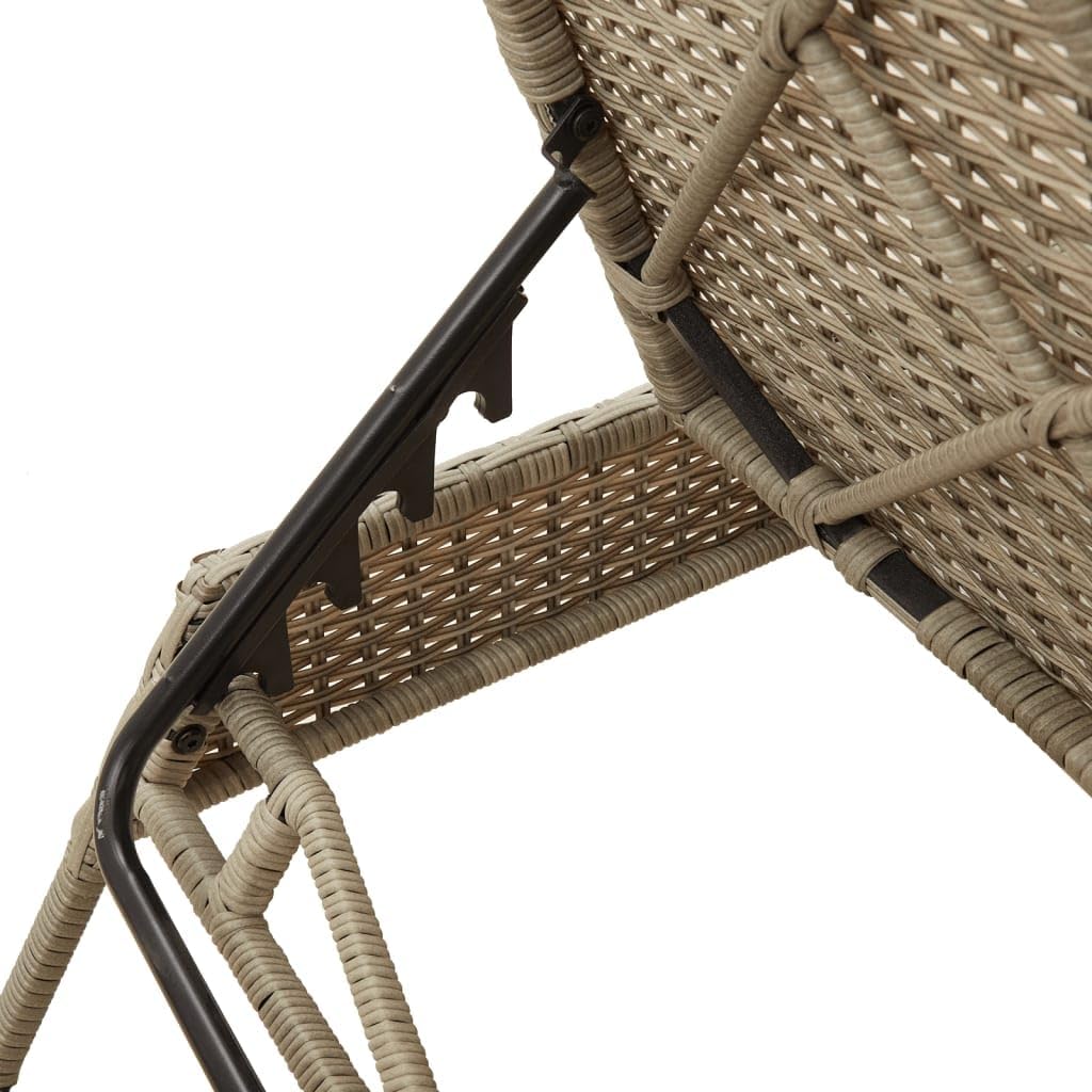 Ligstoelen – Zonneligstoel – Tuinligstoel – Strandstoelen – Ligbed – Polyrotan – Lichtgewicht – Inclusief Lichtgrijze Tafel