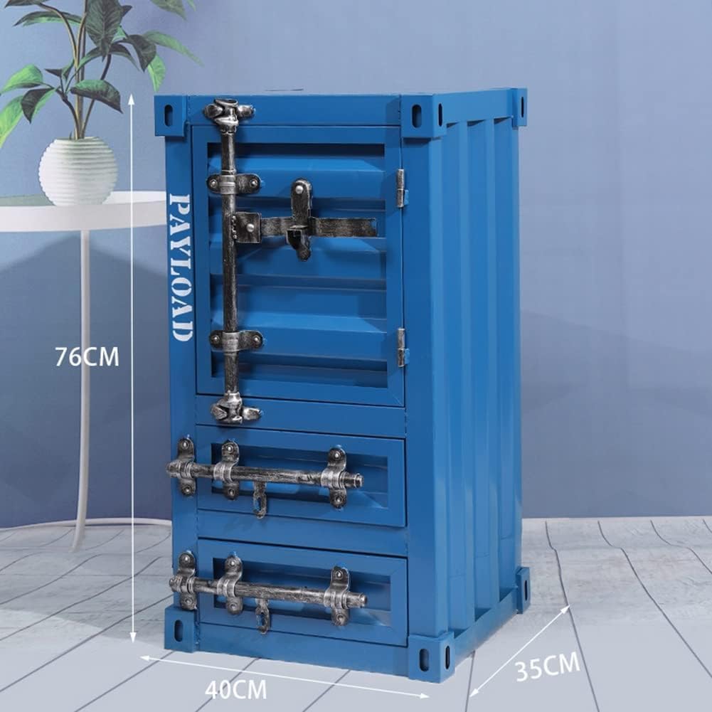 Metal Locker Cabinet Industrial Style - Creative Container Bedside Storage Cabinets For Home, Restaurant, Bar, Gym - Metal Storage Cabinet With Drawer(Color:C) - QUORE