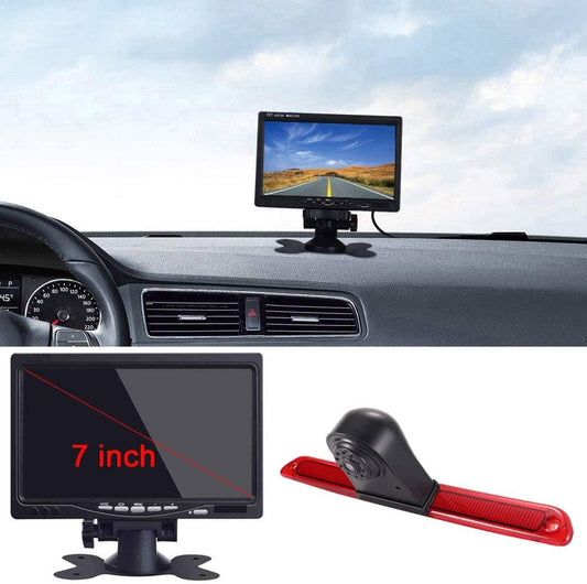 12 mm lens, CMOS-achteruitrijcamera + 7 inch TFT-lcd-scherm, automonitor, remlicht, auto, dak, achteruitrijcamera voor Van dakcamera, Mercedes Benz, Sprinter W906/VW Crafter Caravelle 2007-2015