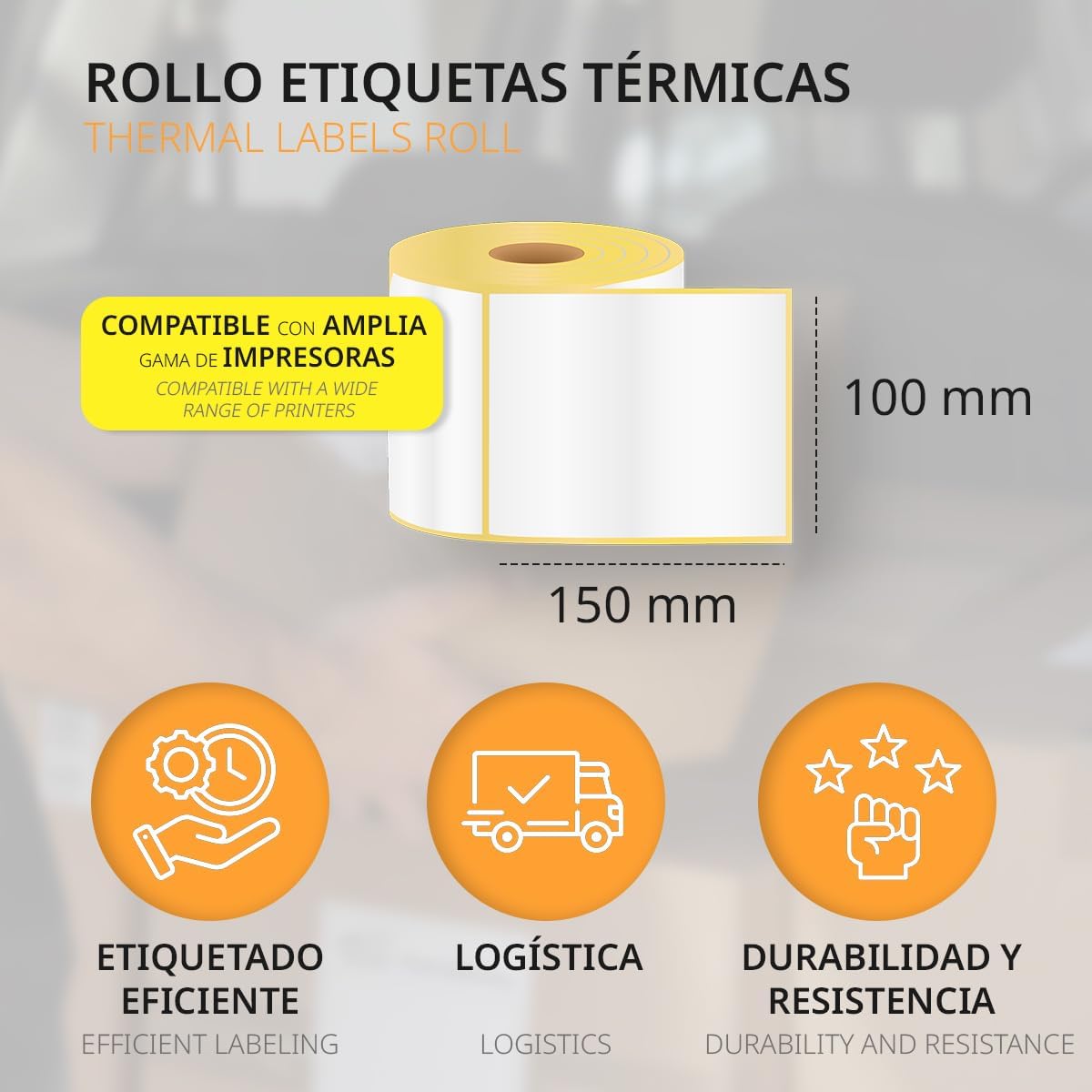 Thermische etiketten, thermische etiketten voor printers, afdrukken en personaliseren van je verzend- en productetiketten, labelgrootte 100 x 150 mm - Ofituria (6000 etiketten)