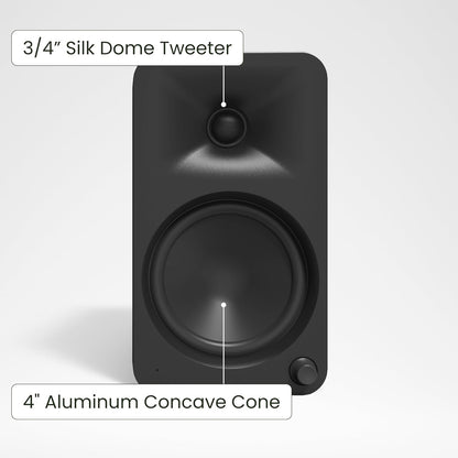 Kanto ORA4 140W Powered Reference Speakers with Bluetooth 5.0 and USB-C Input | 4” Woofers | Bi-Amplified | Reference Quality Sound | Pair | Black
