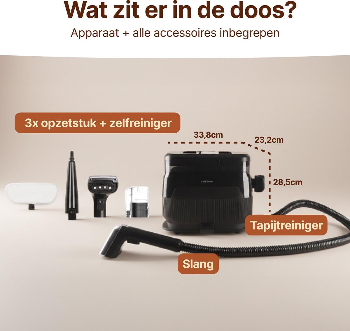 Stoomreiniger – Stoomzuiger – Tapijtreiniger – Textielreiniger – Matrasreiniger – 1650W Vermogen – 4 Reinigingsstanden met Zuigfunctie