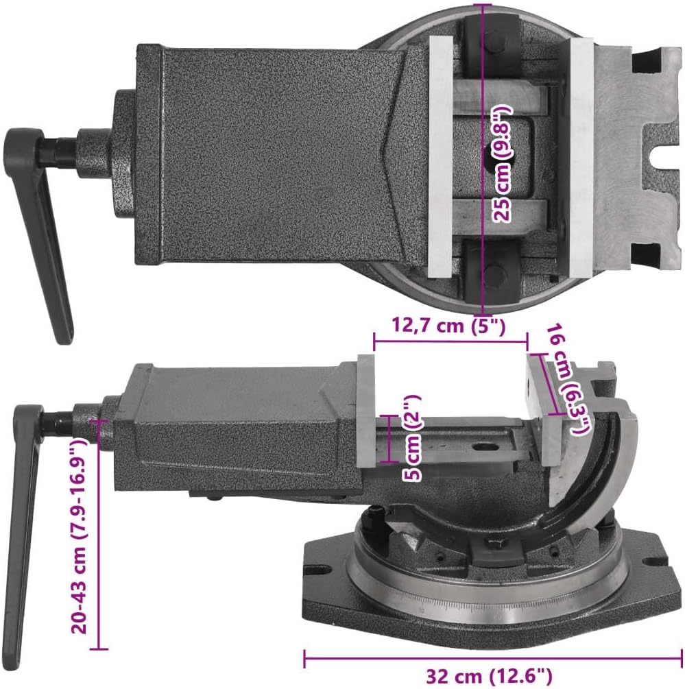 Bankklem – Bankschroef – Werkbankklem – Machineklem – Tafelbankschroef – 2-Assig Kantelbaar – 100 mm Bekbreedte – Gietijzer