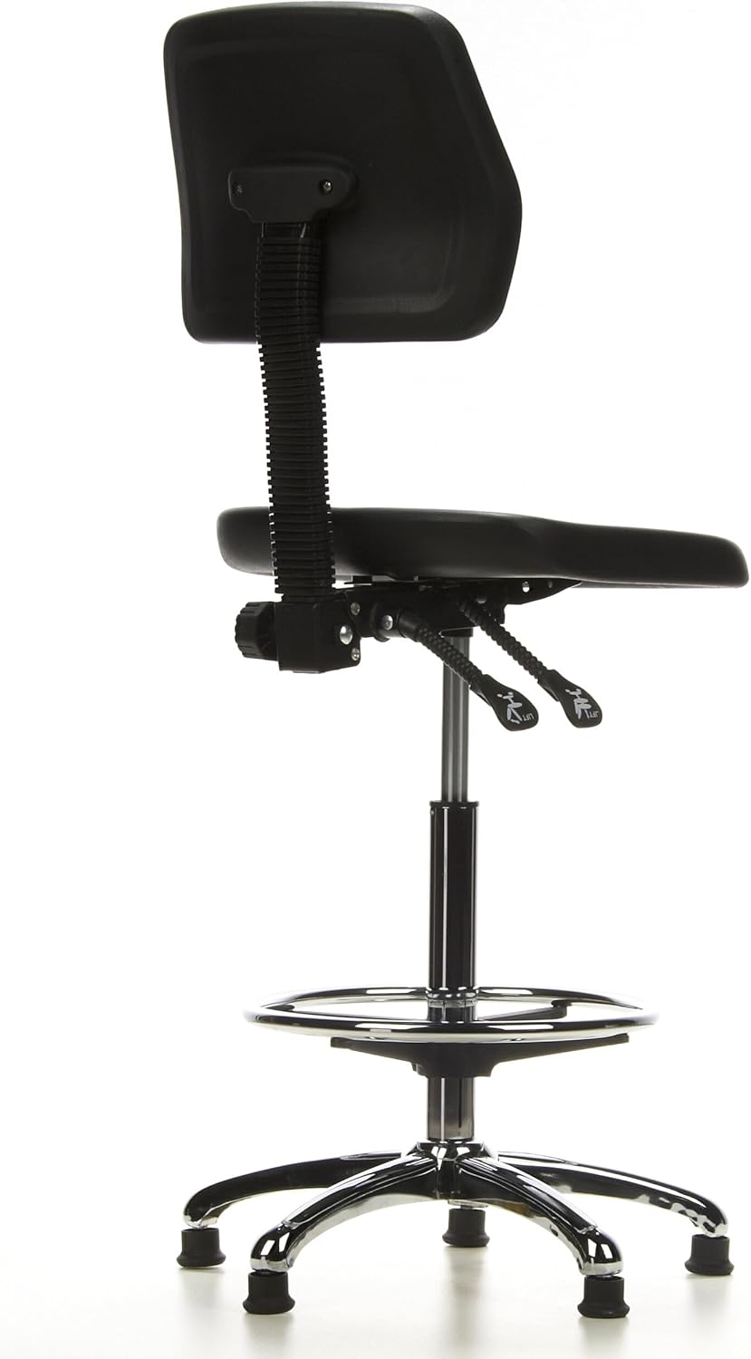 HJH Office, werkstoel, hardschuim, zwart, chroom TOP WORK 11 zwart
