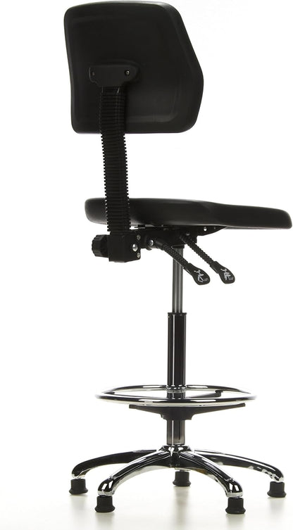 HJH Office, werkstoel, hardschuim, zwart, chroom TOP WORK 11 zwart