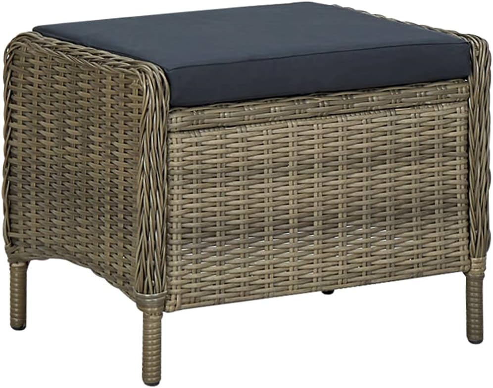 vidaXL Garden chair adjustable with ottoman poly rattan brown - QUORE