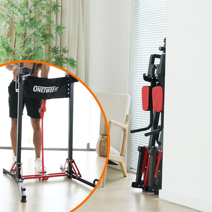 ONETWOFIT Foldable Power Tower Dip Station and Power Tower, Height Adjustable, Multifunctional Power Station with Pull Up Bar, Push Support Handles, Heavy Strength Training Equipment for Gyms - QUORE