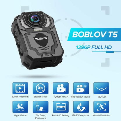 Bodycamera – Bodycam – Lichaamscamera – Draagbare Camera – Politiecamera – 128 GB – 1296P Full HD – Infrarood Nachtzicht