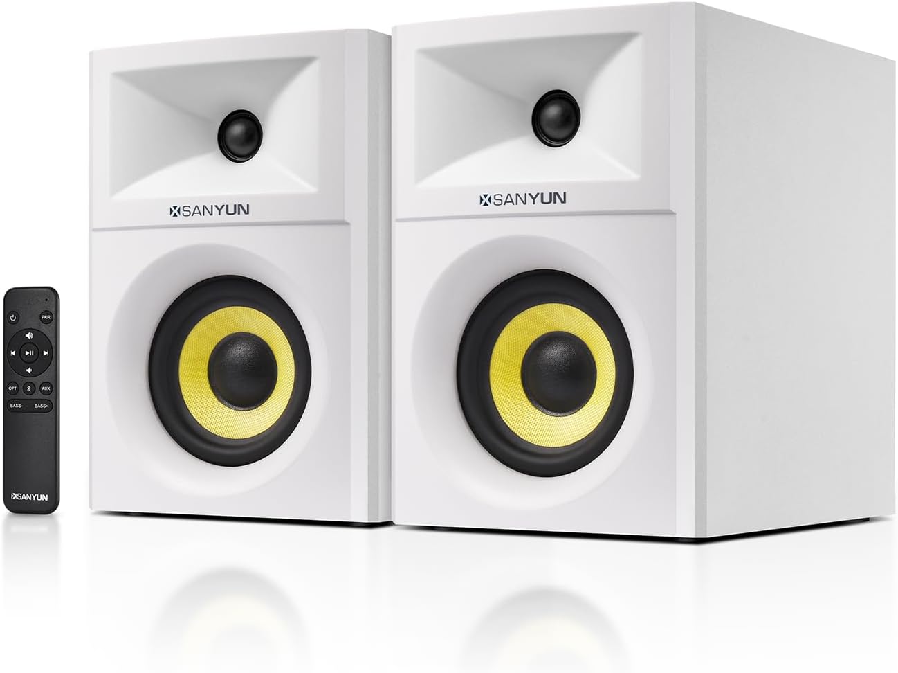 Actieve Boekenplankluidsprekers – Speakers – Luidsprekers – 2.0 Speakers – Near-Field Monitors – Wit – 80W Vermogen – DSP Ruimtelijk Geluid