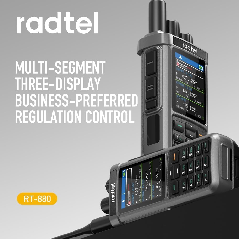Radtel RT-880G GPS APRS 10 W Ham Radio Walkie Talkie Draagbare CB-radio 1024 kanalen HF SSB Rx met cross-band repeater, 6,5 cm kleurendisplay met programmeerkabel SW/MW-antenne