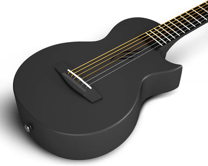 Enya Nova Go Mini-gitaar, zwart, 1/4 van koolstofvezel, voor kinderen, volwassenen, beginners, reisgitaar, muzikale opvoeding voor kinderen, cadeau voor Pasen, verjaardag, Kerstmis