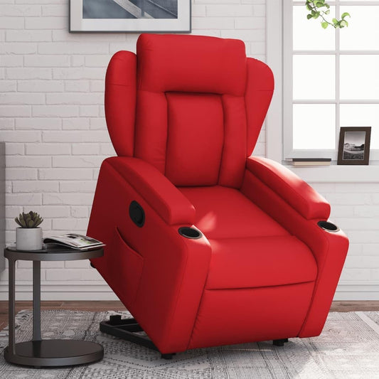 Relaxfauteuil – Elektrische Opsta Fauteuil – TV Stoel – Relaxstoel – Verstelbare Stoel – Kunstleer Rood – Elektrische Liftfunctie – Handmatige Rugleuning Verstelbaar
