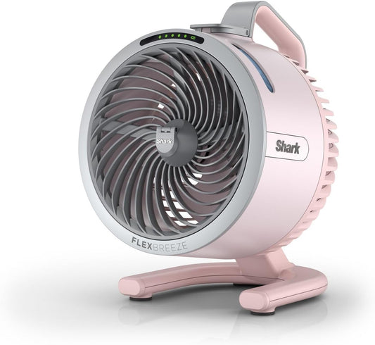 Shark FlexBreeze HydroGo, krachtige draagbare ventilator met verneveling, koeling binnen en buiten, stil en duurzaam, snoerloos, compact en lichtgewicht, luchtstroom tot 20 m, Kwarts FA050EUPK