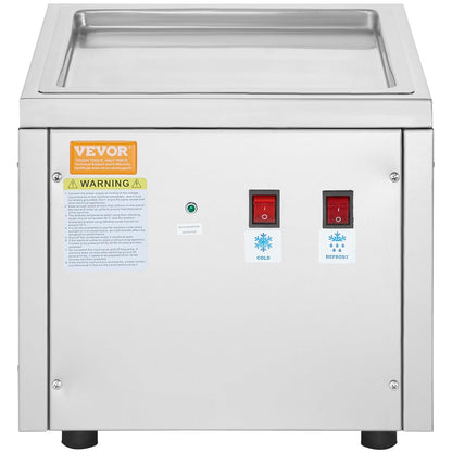 VEVOR Machine for fried ice cream rolls, 28 x 24 x 2 cm, pan for frying ice cream, ice cream maker with compressor and 2 scrapers, for making ice cream, frozen yogurt and ice cream rolls