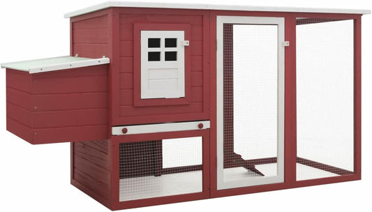 Tidyard Chicken Coop for Chickens Made of Wood with 1 Breeding House, Cage, Chicken, 202 x 75 x 98 cm - QUORE