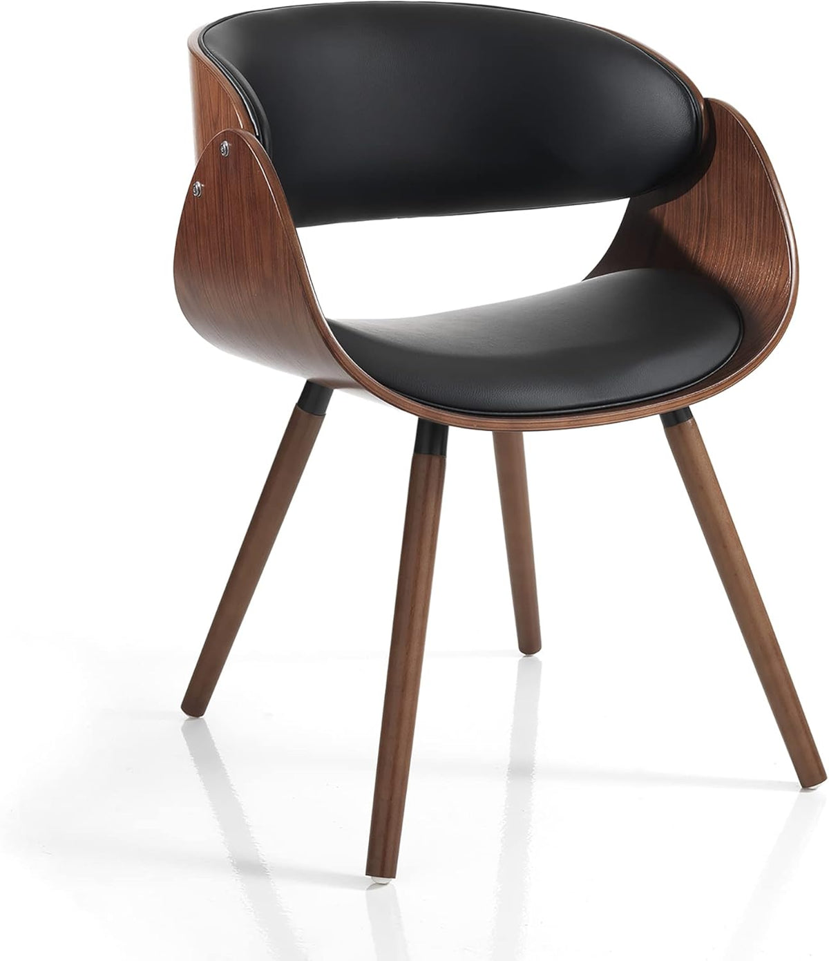 Stoel Callum Dark Wood, PU-leer, zwart, H 73 x B 54 x D 52 cm