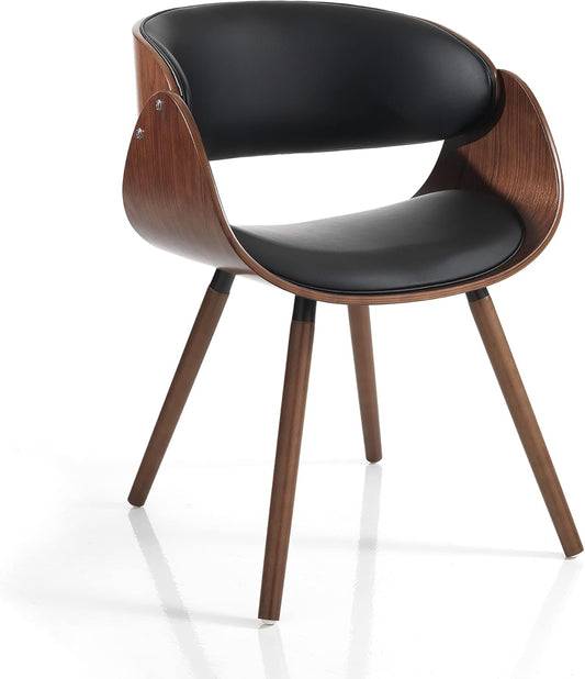 Stoel Callum Dark Wood, PU-leer, zwart, H 73 x B 54 x D 52 cm