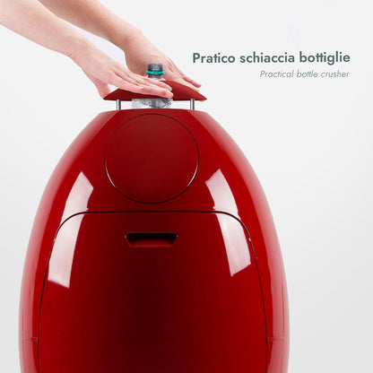 SoldiDesign keukenbak 3in1 voor separate collection, 54 liter (3 compartimenten van 18 liter), mand voor binnen of buiten, Keukenafvalemmer, afvalscheidingssysteem, afvalemmer glanzend rood