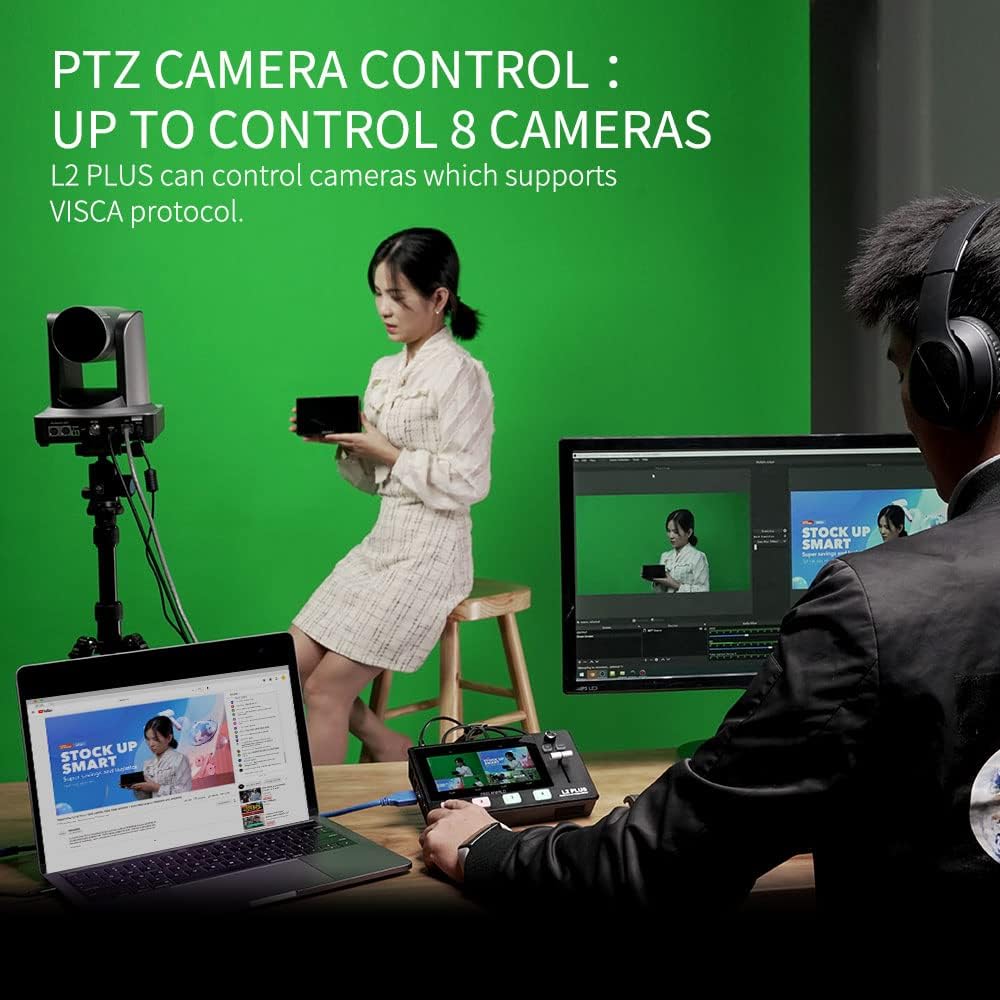 Multicamera Videoswitcher – Videomixer – Videoswitcher – Live Switcher – Videoschakelaar – 4 x HDMI Ingangen – 5,5 Inch LCD Touchscreen met PTZ Bediening en Chroma Key