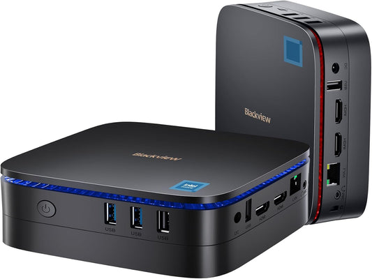 Blackview MP60 2026 Mini-pc, Win 11 Pro, Intel 12e generatie N95, 16 GB RAM, 512 GB SSD, mini-desktopcomputer, 4K @60Hz HD Dual HDMI, Gigabit Ethernet, 5G WiFi/BT/USB 3.2 x 2
