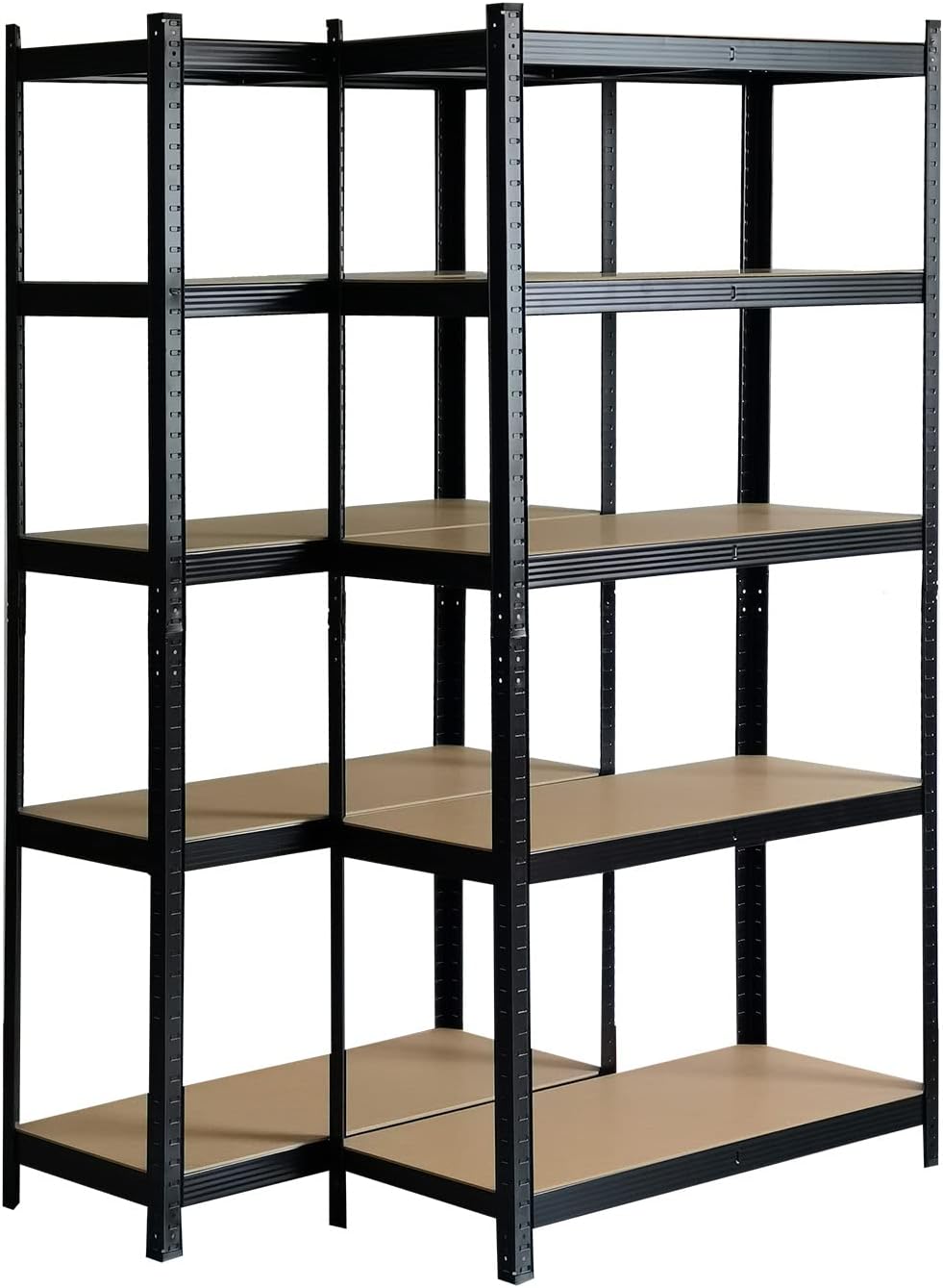 Set van 2 metalen rekken in set Hans Plus, 90 x 40 x 180 cm, met frame van zwart staal, met 5 verstelbare planken, belastbaar tot 875 kg, voor privé en professioneel gebruik