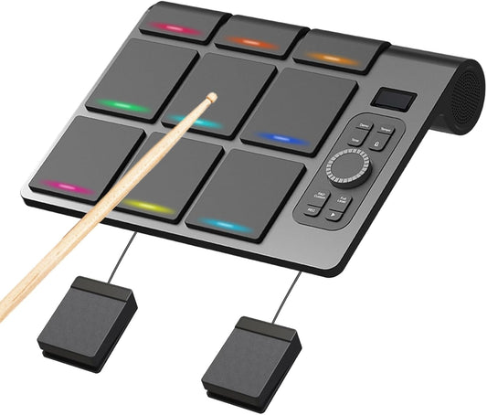 Draagbaar Elektronisch Drumstel – Elektronisch Drumstel – Digitale Drumset – Elektrische Drumkit – Tafel Drumstel – 9 Gevoelige Pads – Ingebouwde Stereo Luidsprekers