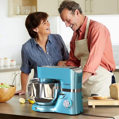 Keukenmachine, 6,2 L, mengmachine, kneedmachine, 6 + 1 snelheid deegmachine, 1500 W deegkneedmachine met garde, deeghaak, garde en spatbescherming voor bakken, cake (blue)