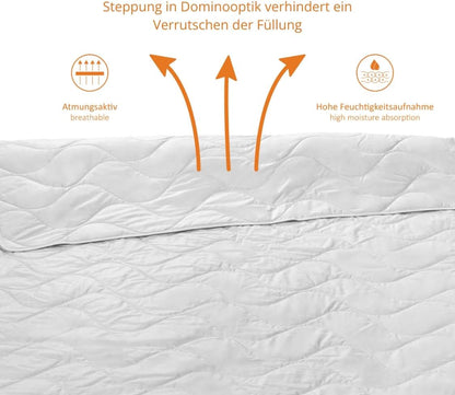 sleepling natuur dekbed van 100% wilde zijde 200 x 200 cm, voor de zomer, overtrek 100% katoen, Made in Germany, Ökotex, wasbaar op 40 graden, wit