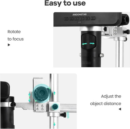 Andonstar AD246-M Digitale Microscoop - 3 Lens Solderen, Elektronisch, Munt, Biologische Kit - 1080P FHD Video Record, 7 Inch LCD 500x, 32G Kaart