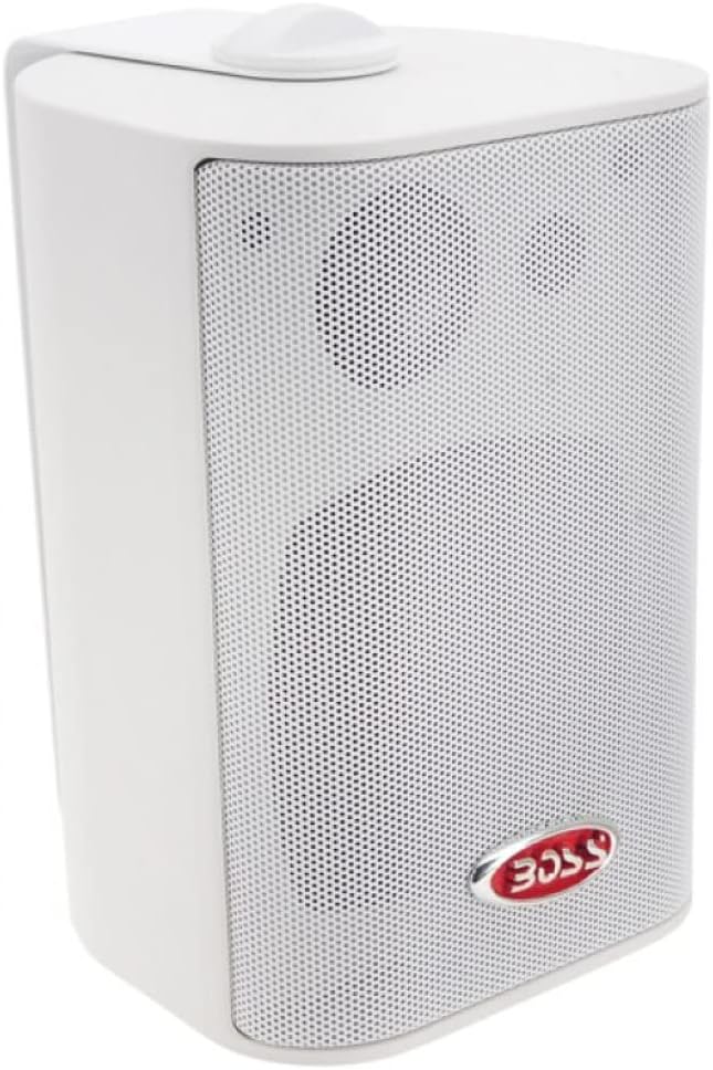 2 SPEAKERS BOSS AUDIO SYSTEMS MR4.3W 3-weg wit 100 watt rms 200 watt max waterdicht voor binnen en buiten + montagebeugels, een paar