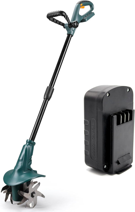 FISHTEC ® Accu-motorhak met lithiumbatterij 18 V, werkbreedte 20 cm, werkdiepte 8 cm, 4 frezen, ergonomische dubbele handgreep, inclusief accu en oplader