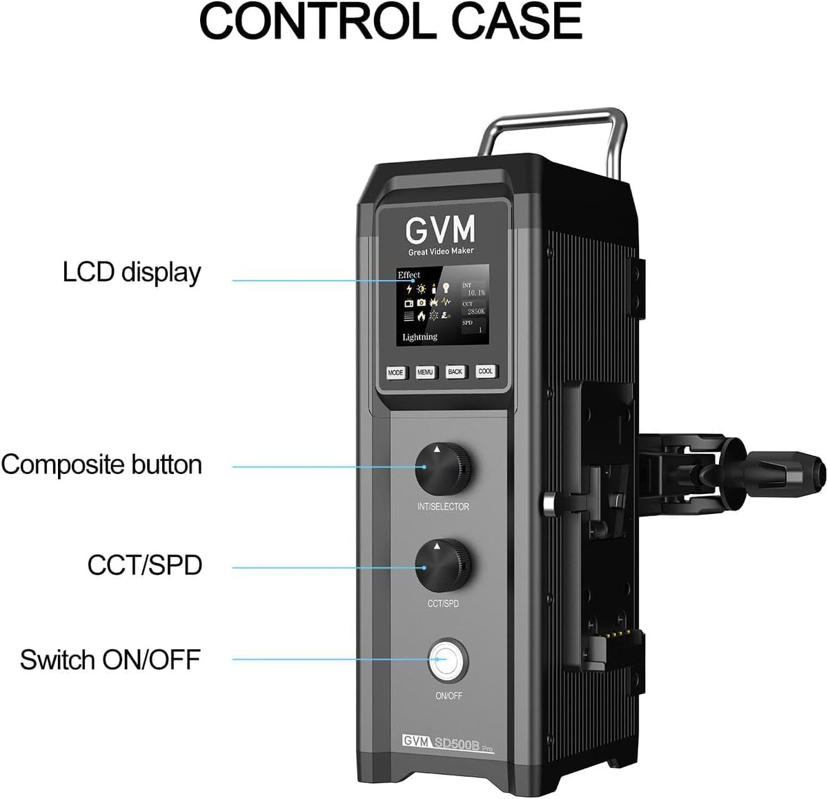 GVM Pro SD500B 500W led videolamp, studiolampen met Bowen montage, 61600lux/1m fotografieverlichtingsset, fotografiestudio LED verlichting met continue output met controller, CRI 97+, 2700-6800K