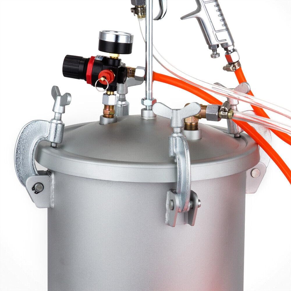 Verfspuit – Spuitpistool – Verfspuitmachine – Lakspuit – Drukspuit – 10L Metalen Drukvat – Veiligheidsklep en Drukregelaar