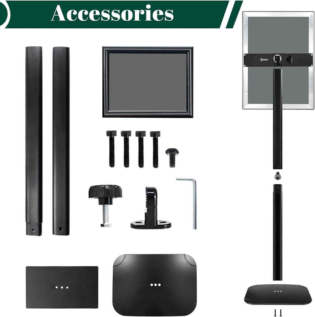 A3-displaystandaard – Posterstandaard – Bordstandaard – Menustandaard – Welkomstbordhouder – Set van 3 Stuks, Zwart – Verzwaarde Basis van 2,6 kg – Verstelbare Kijkhoek 180°/360°