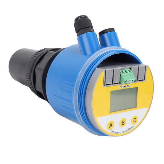 Digitale ultrasoon niveaumeter – Ultrasone niveausensor, vloeistofniveaumeter, niveauzender, vloeistofsensor – Voor water en afvalwater – 0-10 m meetbereik – Helder LED display en 4 tot 20 mA uitgang
